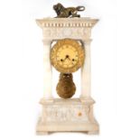 Empire style porch clock in gilt bronze and marble. XIX century