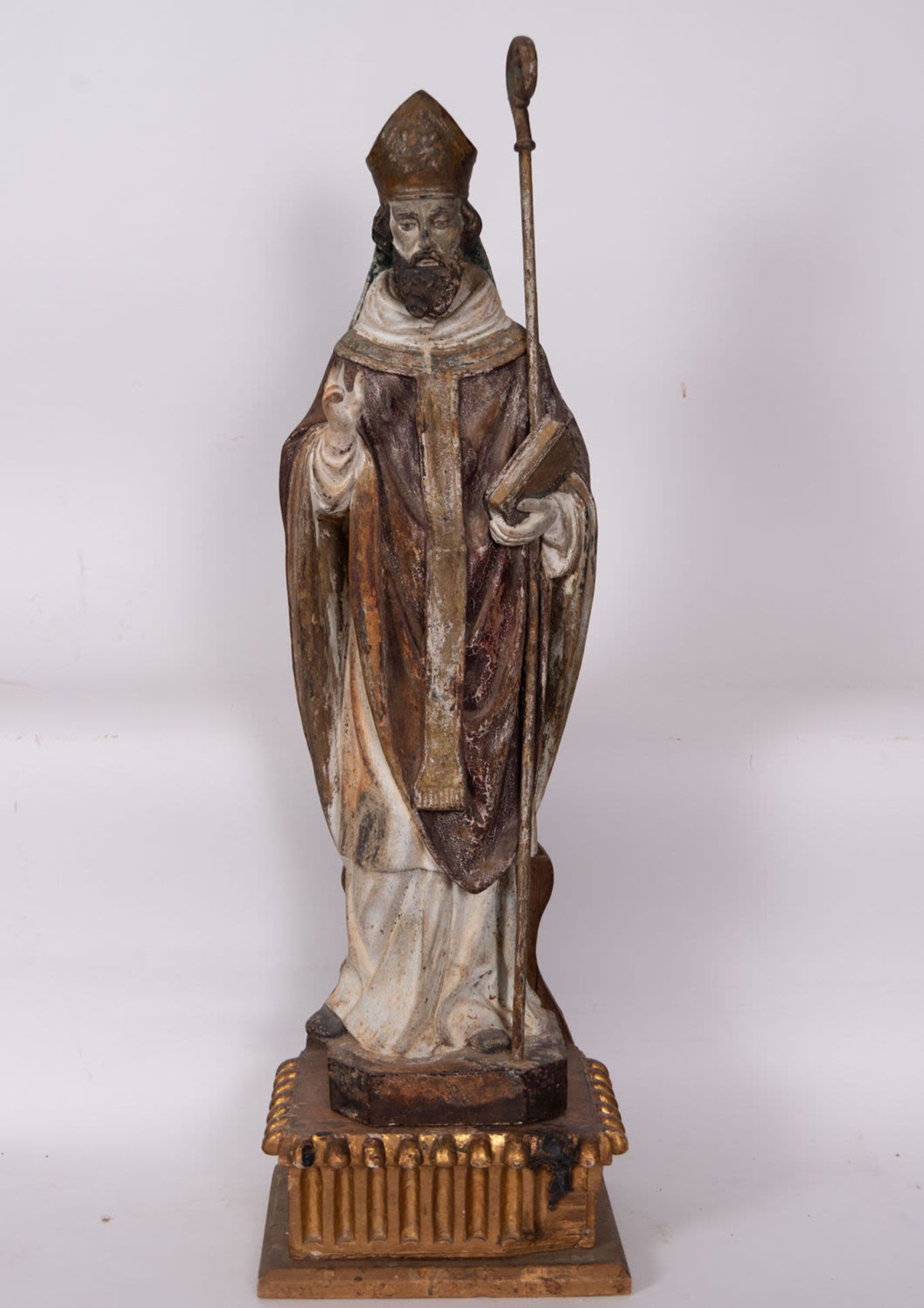 Saint Nicholas in polychrome iron, Spanish school of the 18th century