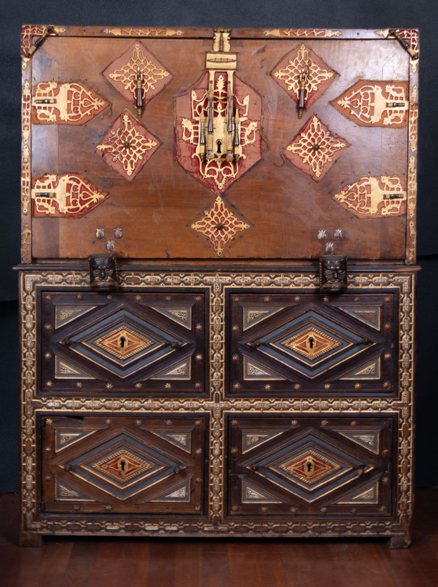 Exceptional Spanish Vargueno Cabinet complete with table, Toledo school of the 17th century