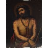 Ecce Homo Mexican processional banner, colonial school, 18th century