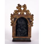 Rare Galician black amber chapel representing the "Adoration of the Shepherds", possibly Santiago, S