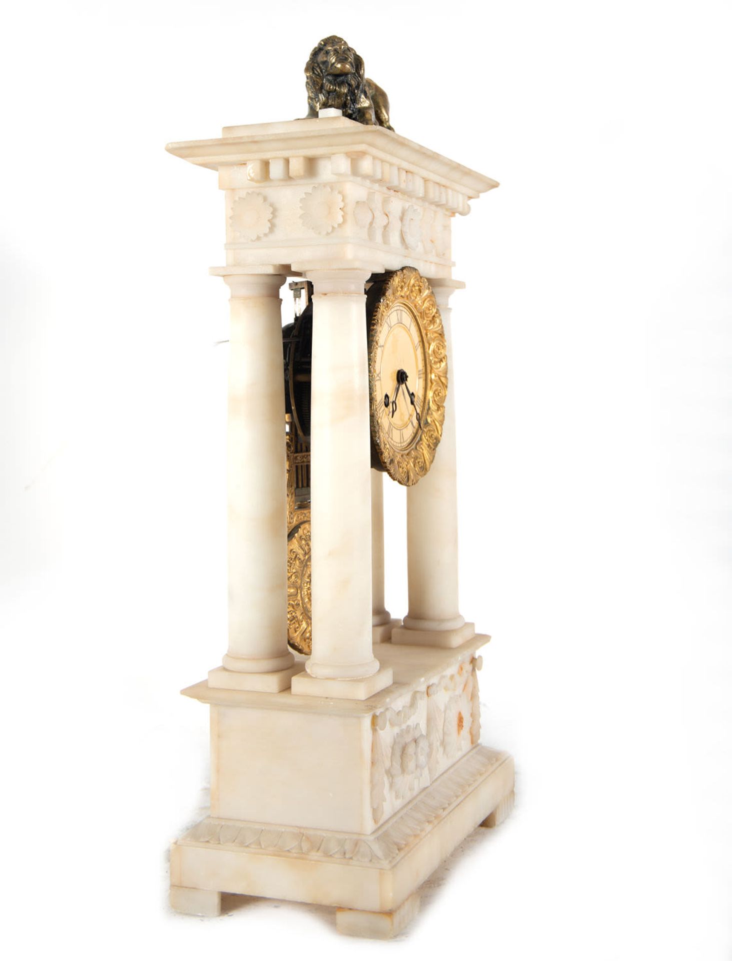 Empire style porch clock in gilt bronze and marble. XIX century - Image 4 of 5
