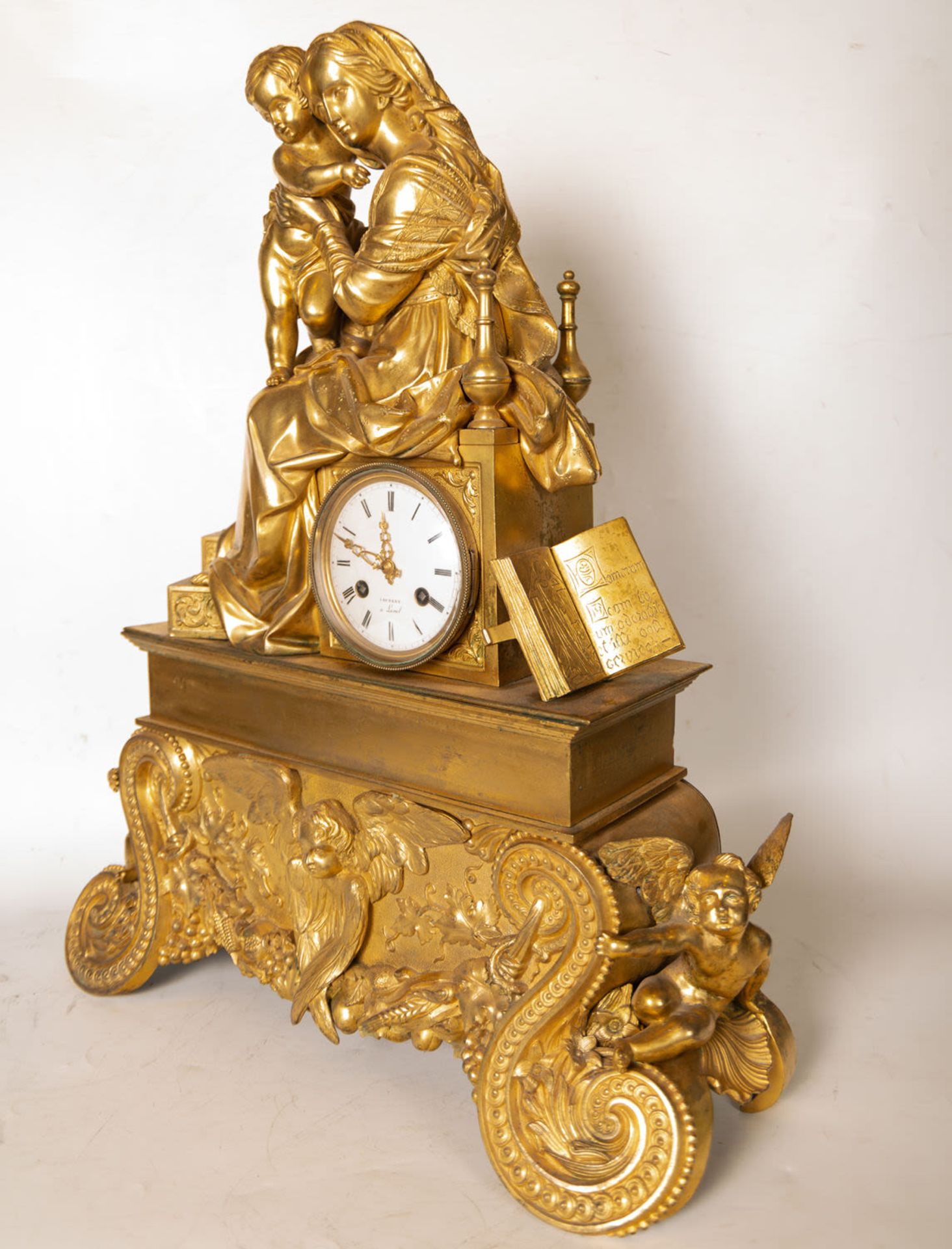 Clock in gilt bronze, with motif of Virgin with Child, French school of the 19th century, Charles X  - Image 5 of 9