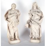 Important couple of Saint Anne and Saint Joachim in White Marble, 17th century Neapolitan school, ci