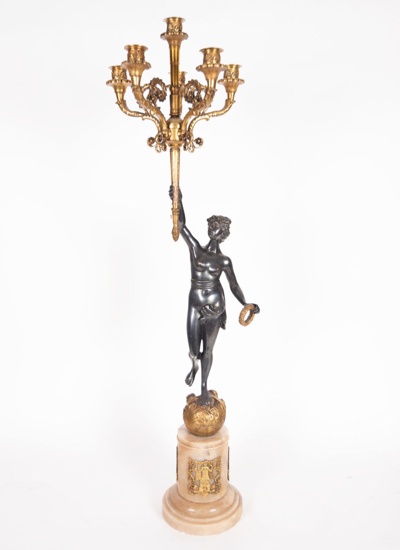 Pair of Large Bronze Candlesticks, 19th century French school - Bild 10 aus 23