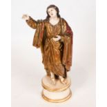 Large Saint John the Evangelist in Ivory and Wood, 18th century