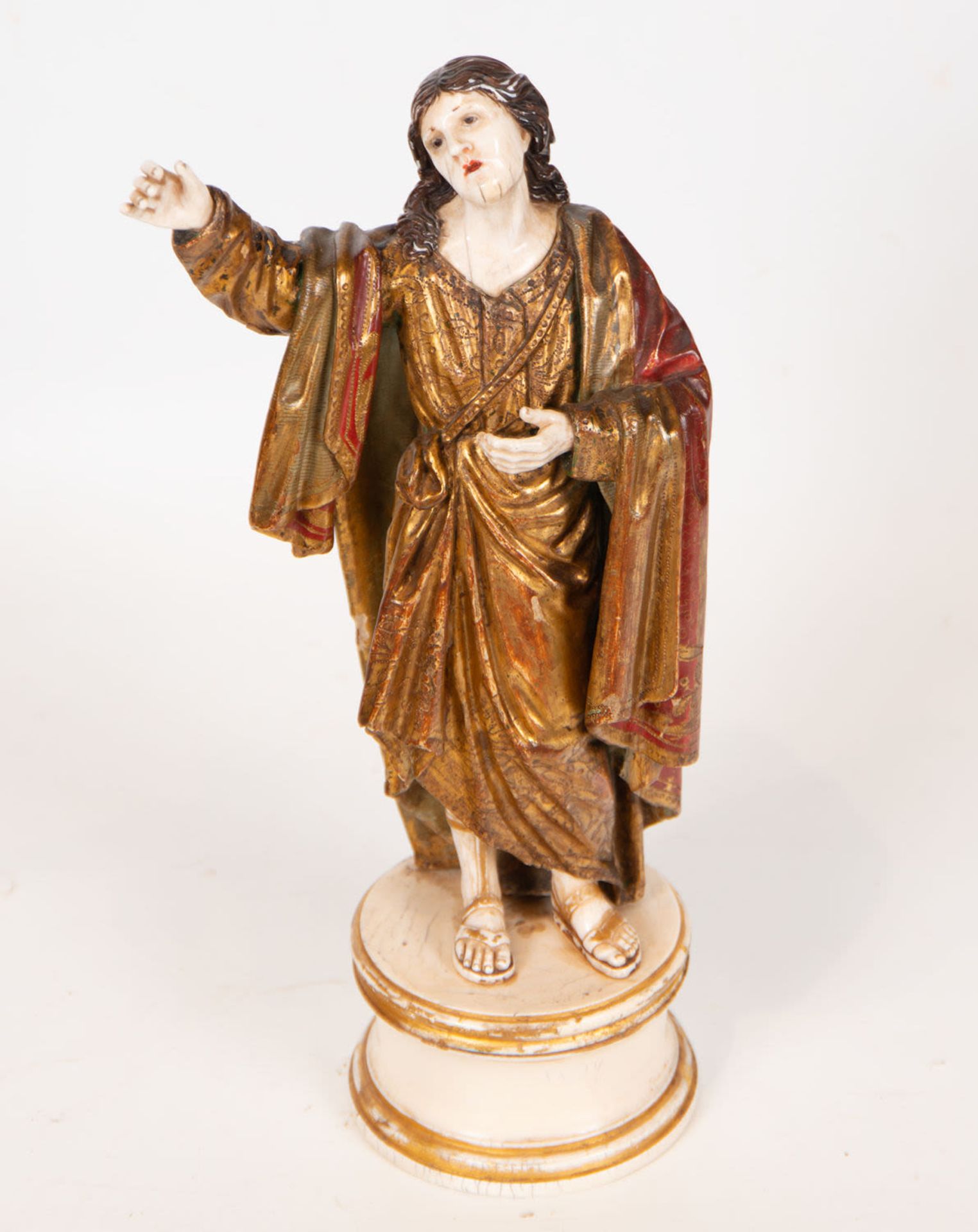 Large Saint John the Evangelist in Ivory and Wood, 18th century