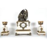 Bronze and white marble garniture with two cassolettes, "Allegory of Motherhood", 19th century