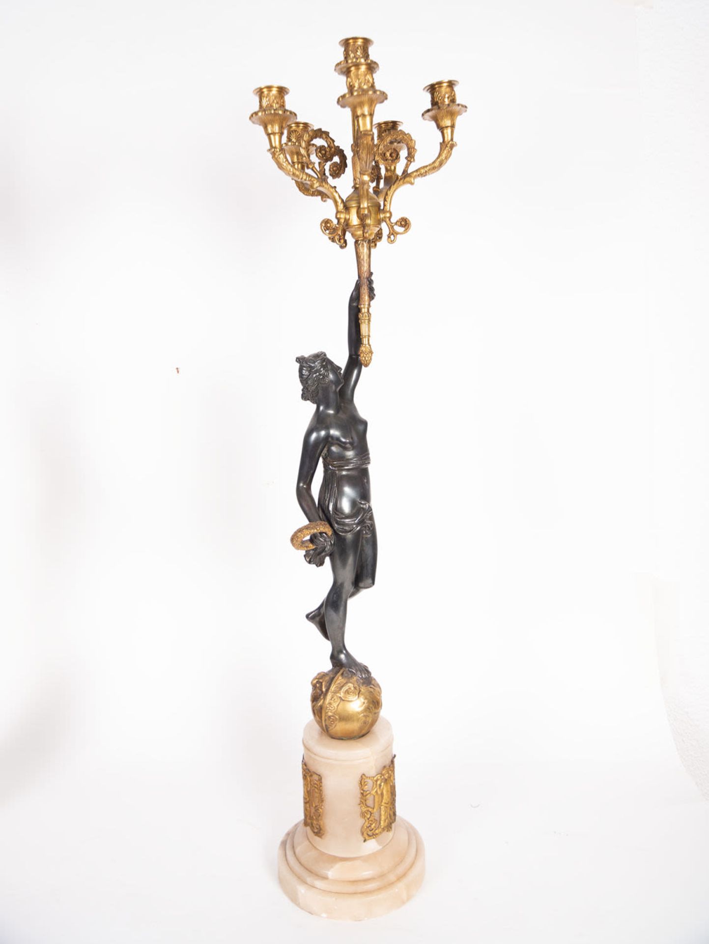 Pair of Large Bronze Candlesticks, 19th century French school - Bild 19 aus 23