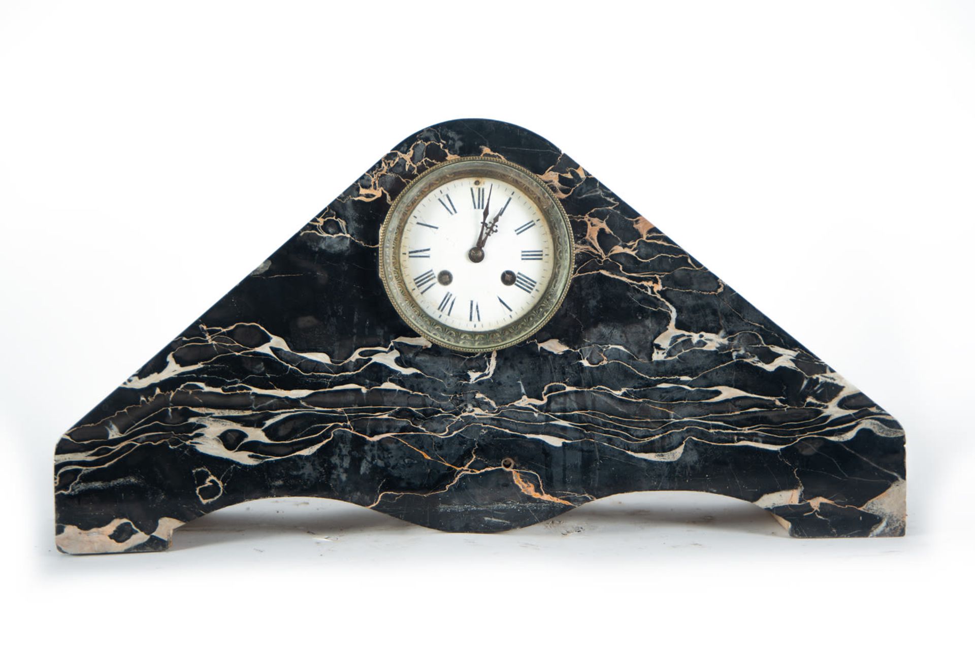 Art Deco Black Marble Mantel Clock, 1930s-1940s