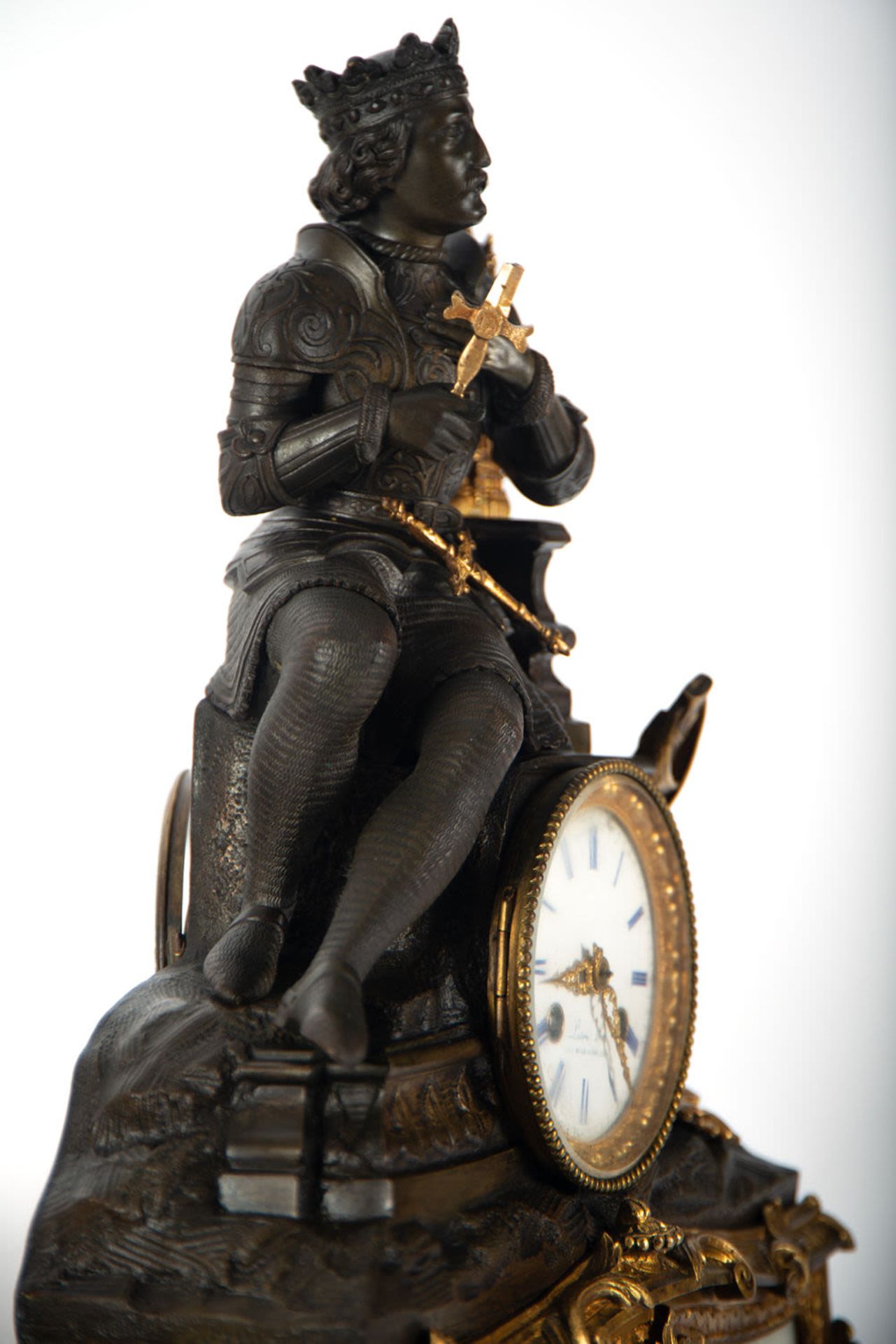 Gilt bronze clock Ferdinand the Catholic, 19th century - Image 6 of 10