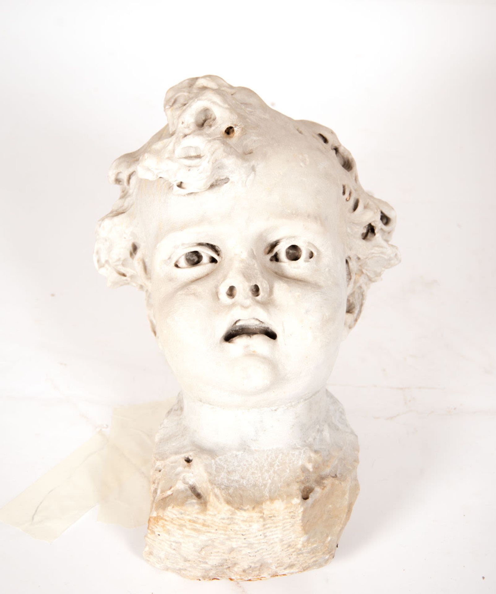 Carrara marble element with Angel's Head, Italian school of the 18th century