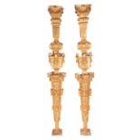 Pair of Important Golden Wood Torch Holders, Spain, XVI - XVII centuries