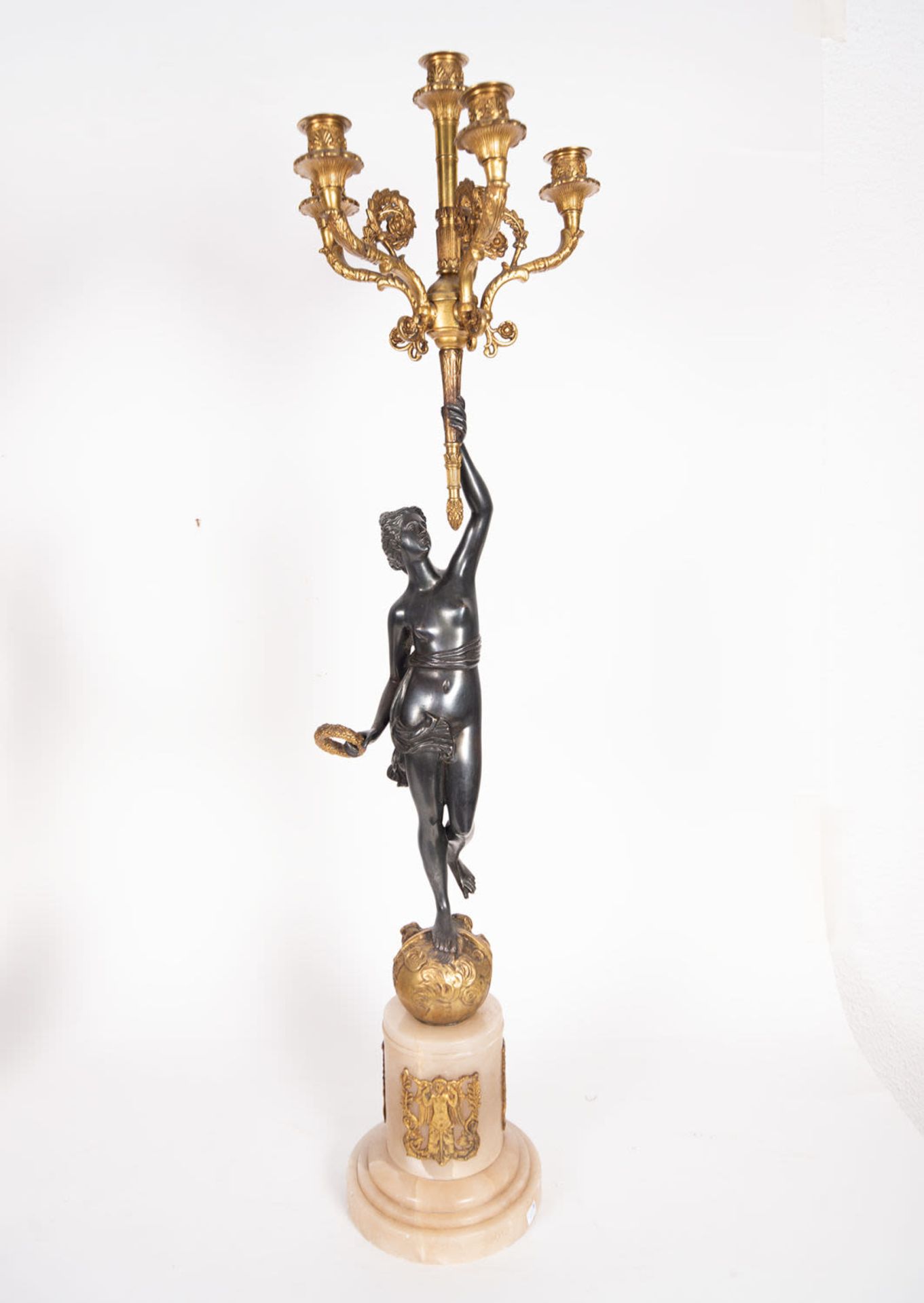 Pair of Large Bronze Candlesticks, 19th century French school - Bild 2 aus 23