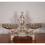 LARGE SILVER PLATE TABLE CENTERPIECE, PLATERO MENSES MADRID, 20TH CENTURY