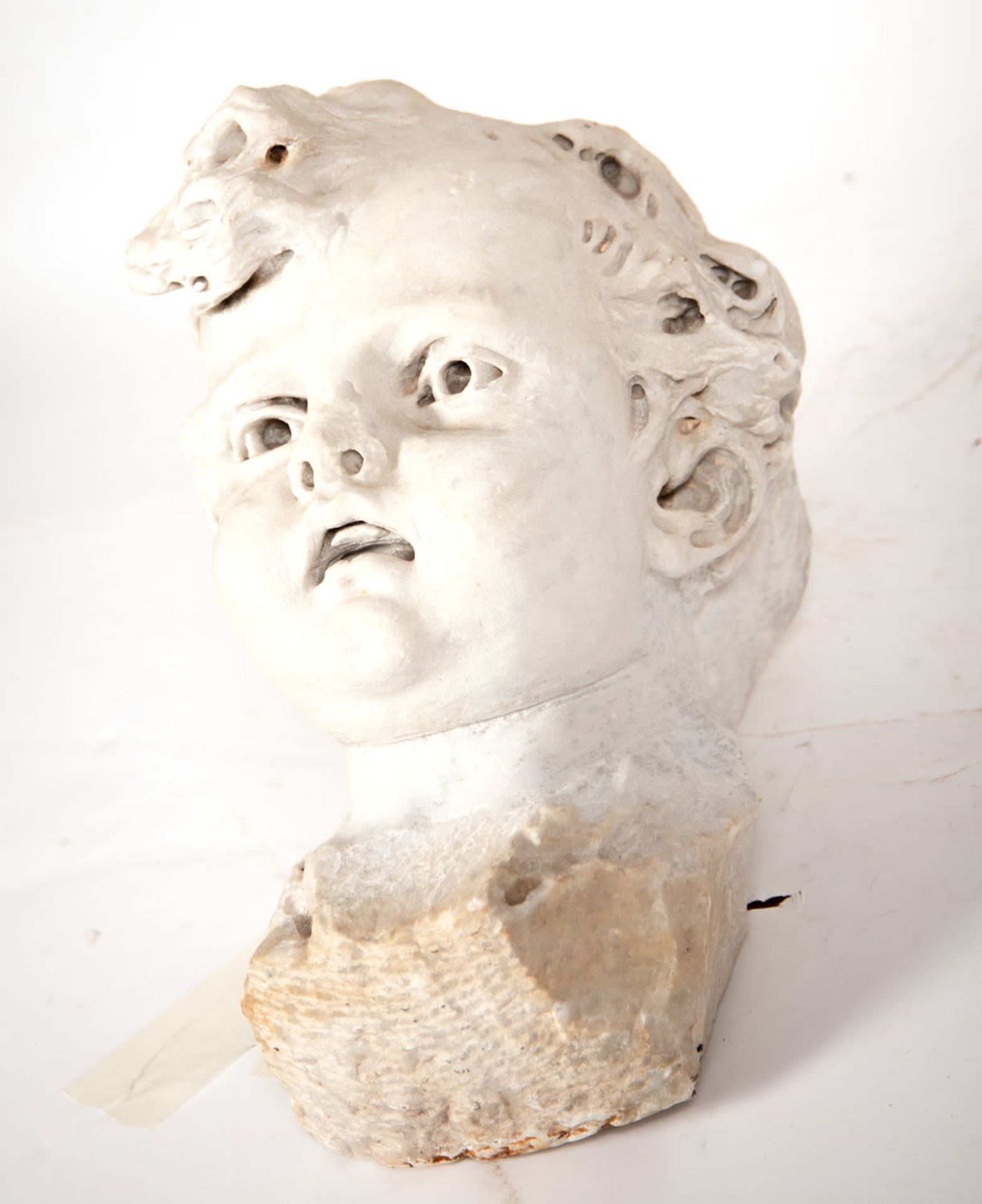 Carrara marble element with Angel's Head, Italian school of the 18th century - Bild 2 aus 10