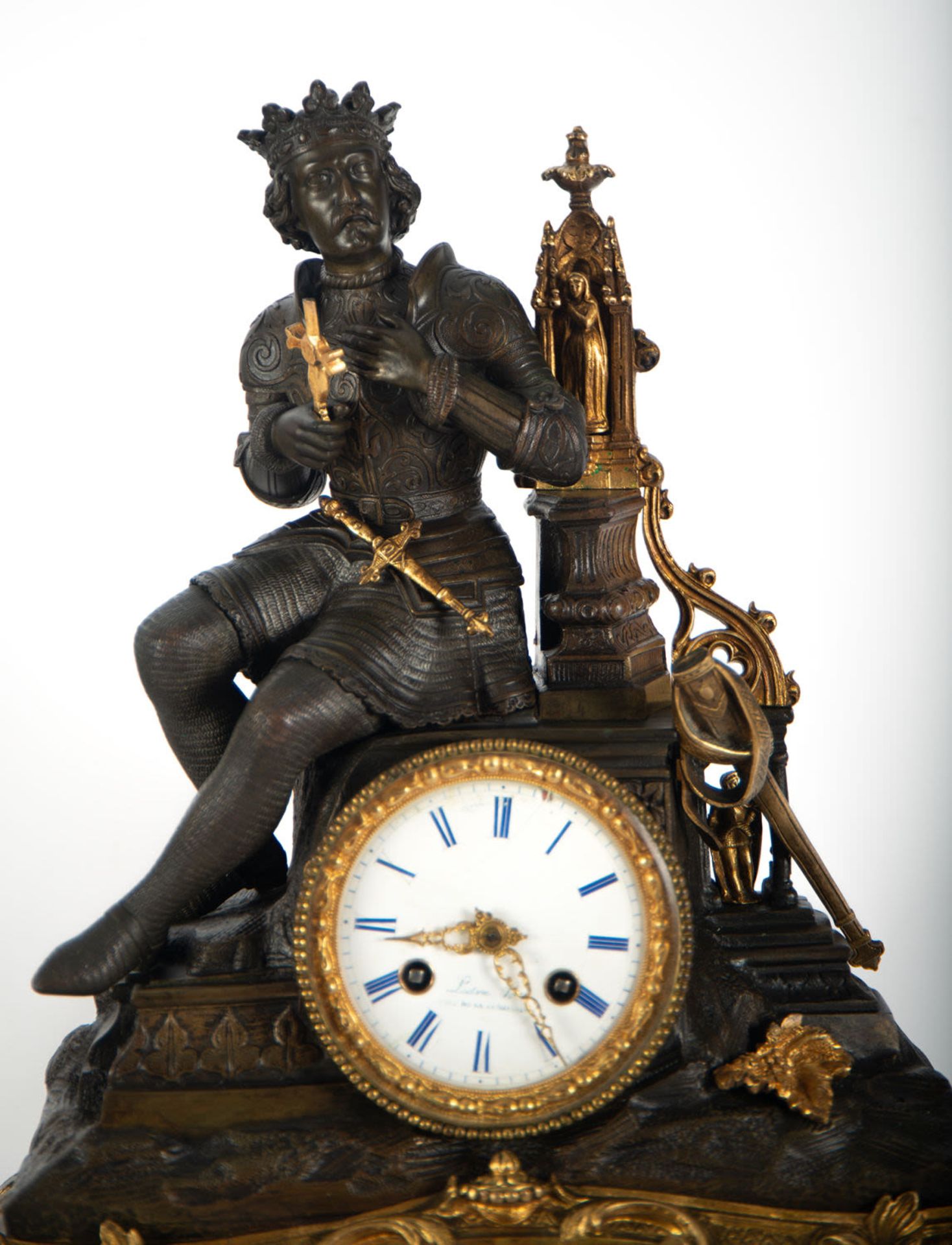 Gilt bronze clock Ferdinand the Catholic, 19th century - Image 3 of 10