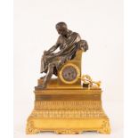 Large French Tabletop Clock representing the Emperor Marcus Aurelius, Charles X style, Paris machine