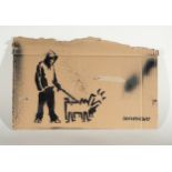 "Man with Dog", Cardboard from the Dismaland Amusement Park from the "Banksy series", Year 2015