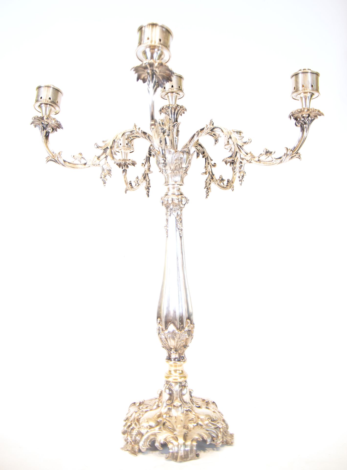 Large Pair of Victorian-style Silver-Gilt Candelabra, 19th century - Image 6 of 7