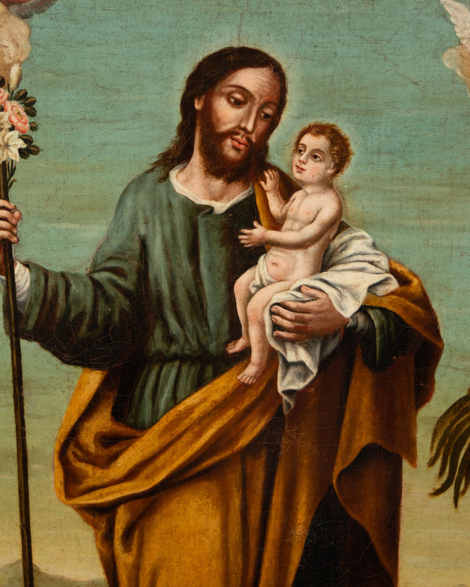 Saint Joseph with the Child, 17th century colonial school - Image 4 of 6