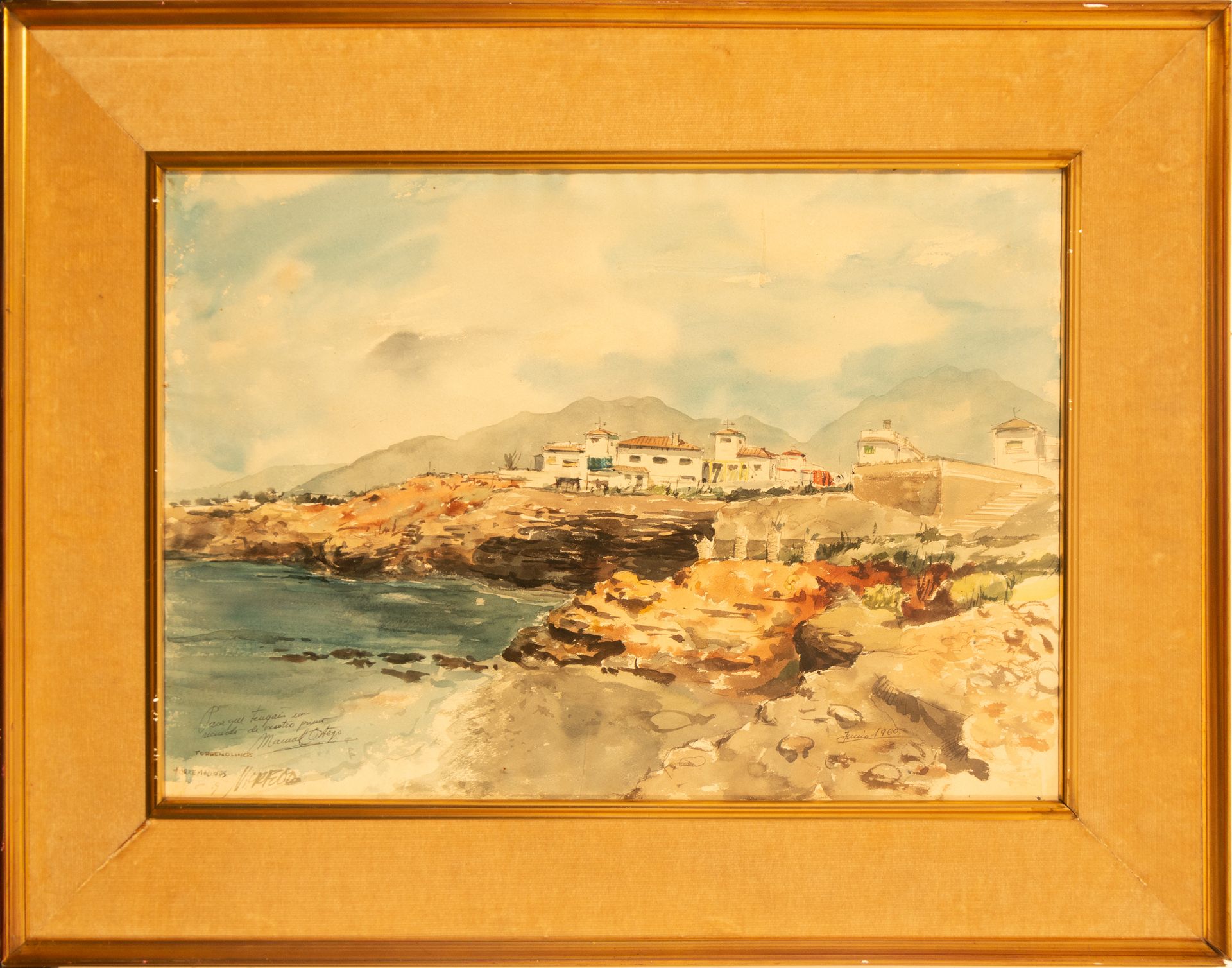 View of Torremolinos, Spanish school of the 20th century, Manuel Ortega