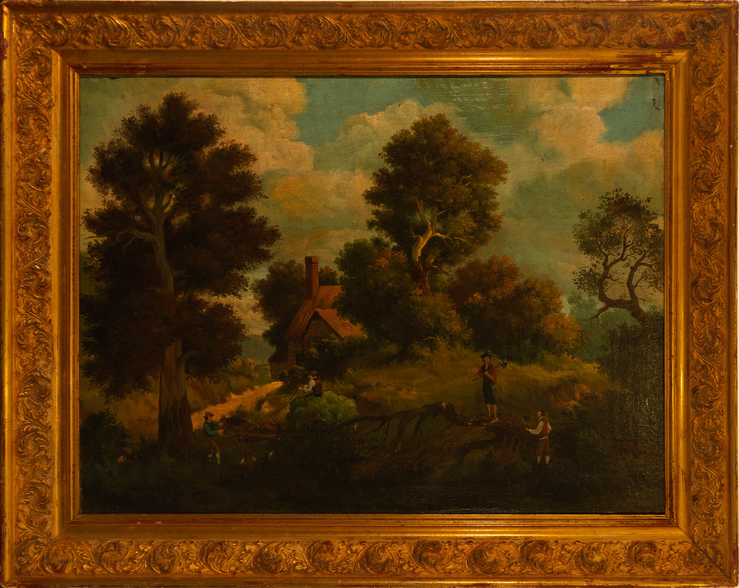 Country Scene with Woodcutters, 19th century Dutch school, following 17th century models