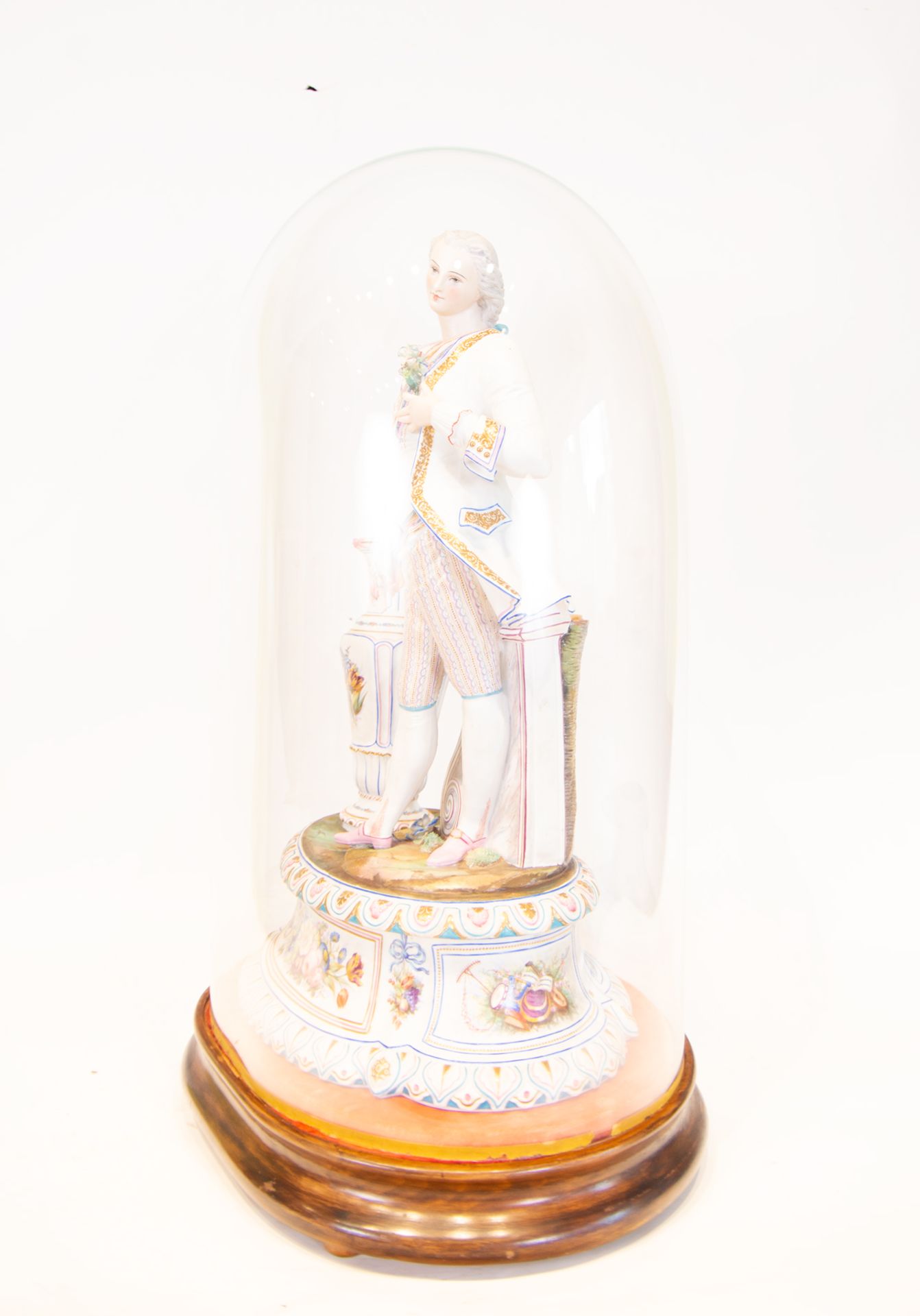 Large Pair of Figures in German Biscuit Porcelain with Crystal lanterns, German school of the 19th c - Image 3 of 9