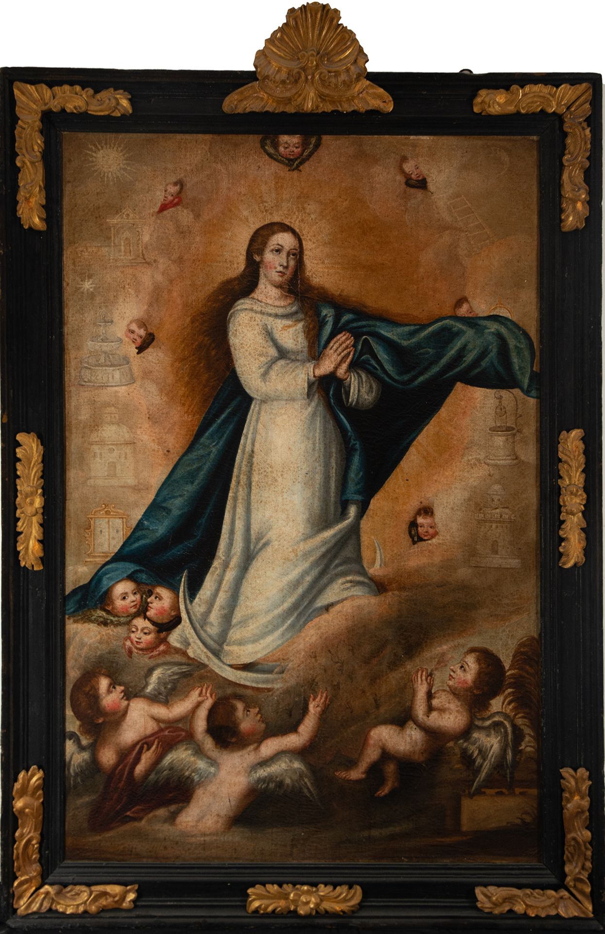 Immaculate Virgin surrounded by Angels, Cuzco school of the 18th century