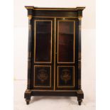 Display cabinet in ebonized wood and gilt bronze appliqués, 19th century French school, Napoleon III