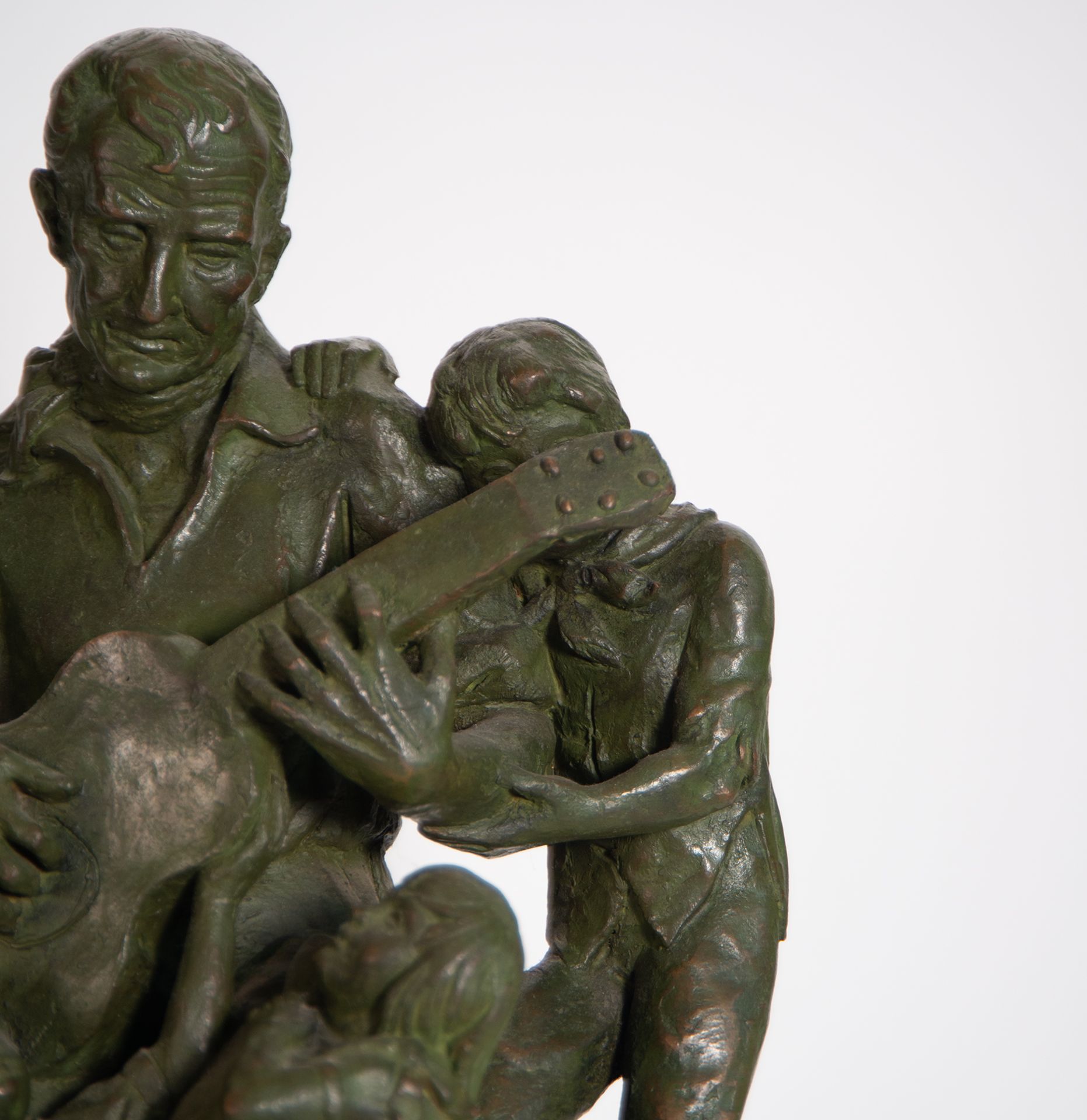 "The Music Lesson", sculptural group in patinated bronze with a wooden base, 20th century - Bild 3 aus 7