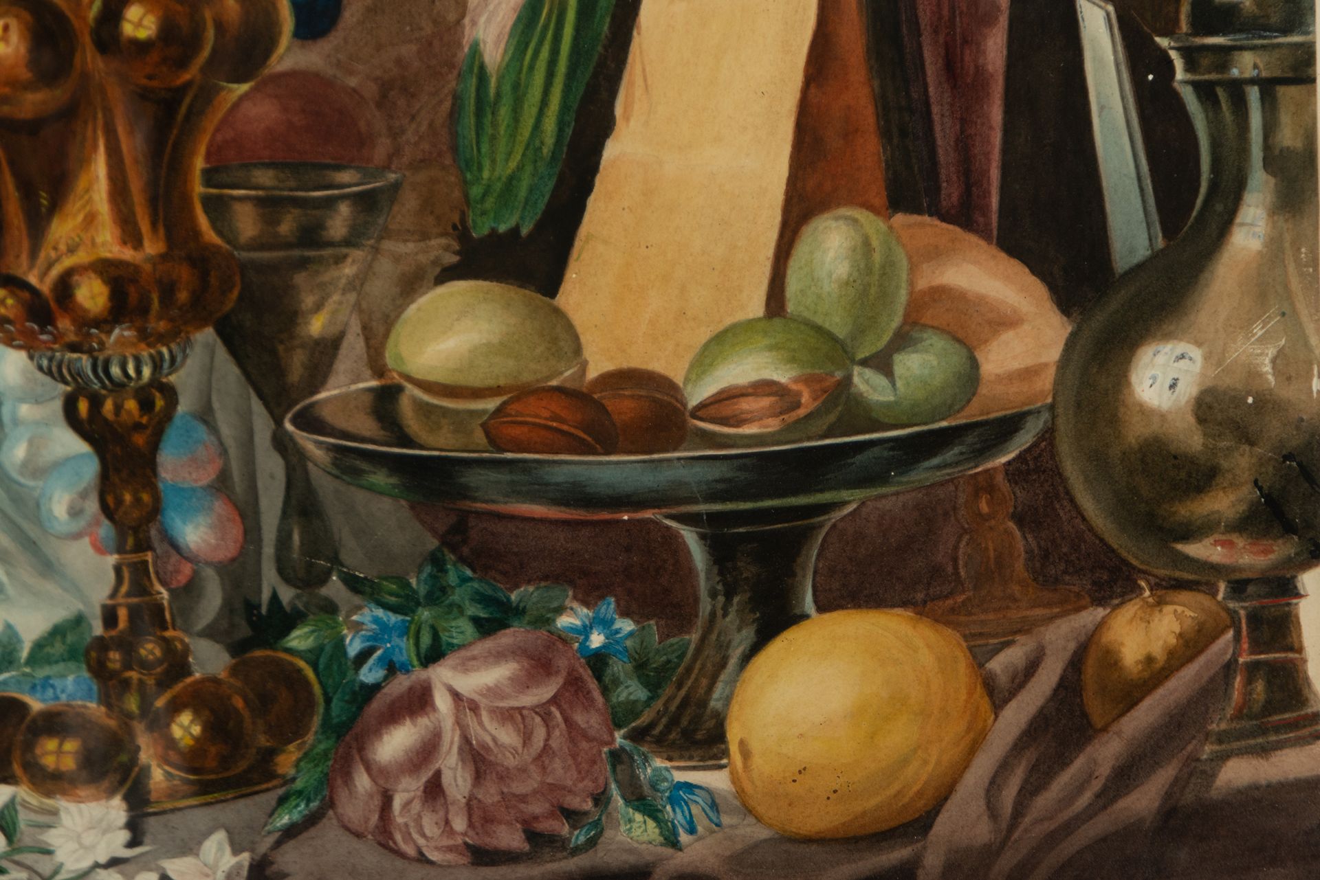 Still life of Sweets and Fruits with Bird and Cups, following Flemish models of the 17th century, It - Image 5 of 7