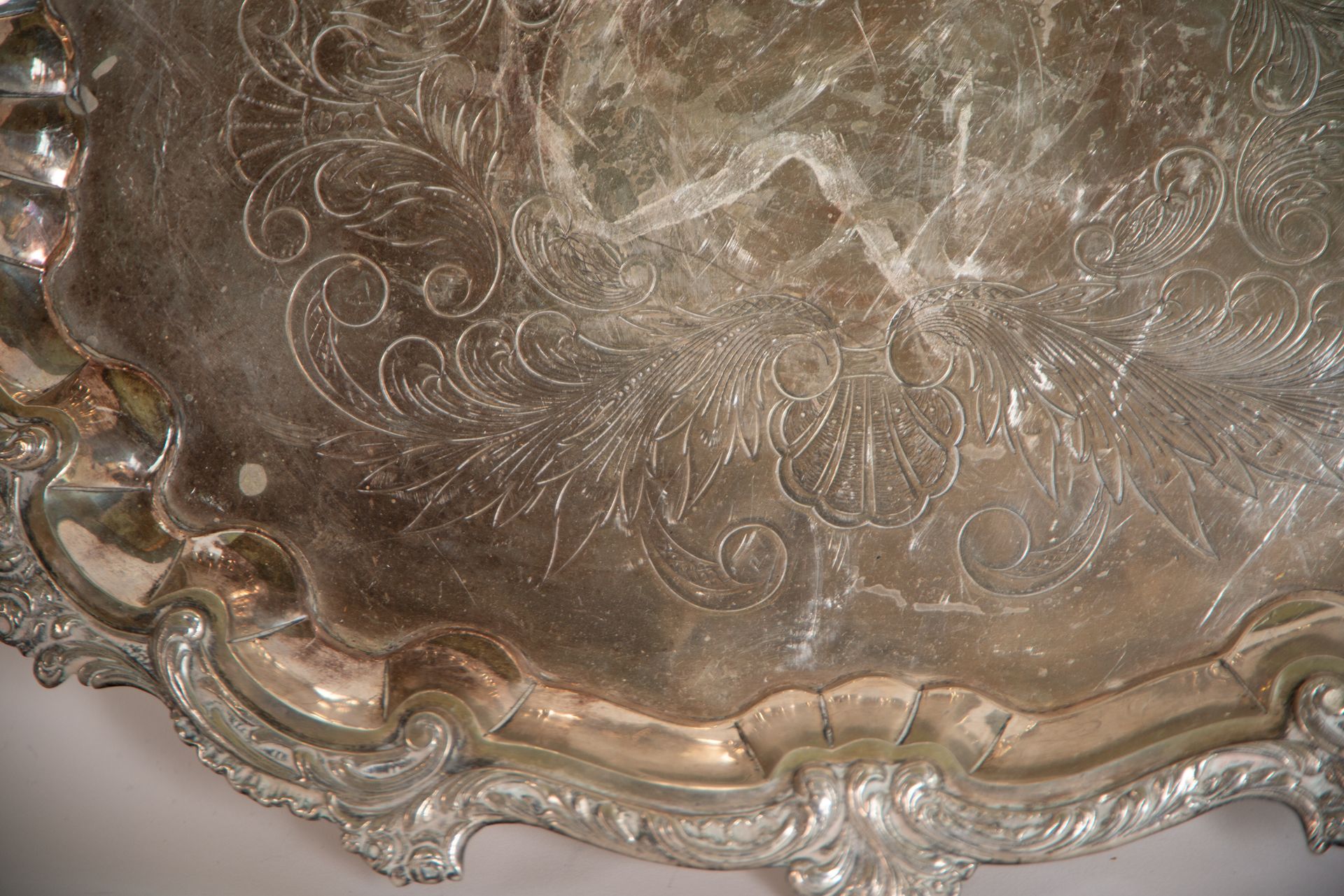 Important Rococo style Silver Tray in 925 Sterling Silver, Córdoba marks, Spanish school of the earl - Image 2 of 4