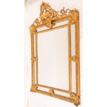 Very Important Pair of Large French Mirrors in Louis XIV style in wood and gilt stucco, 19th century