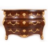 Exceptional Louis XV Style French Chest of Drawers in Walnut root wood marquetry, marble and mercury