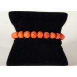 Elastic bracelet made of Red Coral beads (Corallum Rubrum) in sizes between 0.8 and 0.9 mm