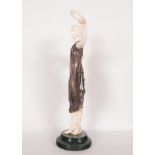 Goddess of Victory, elegant Art Deco style Chryselephantine figure in silver and ivory, CITES attach
