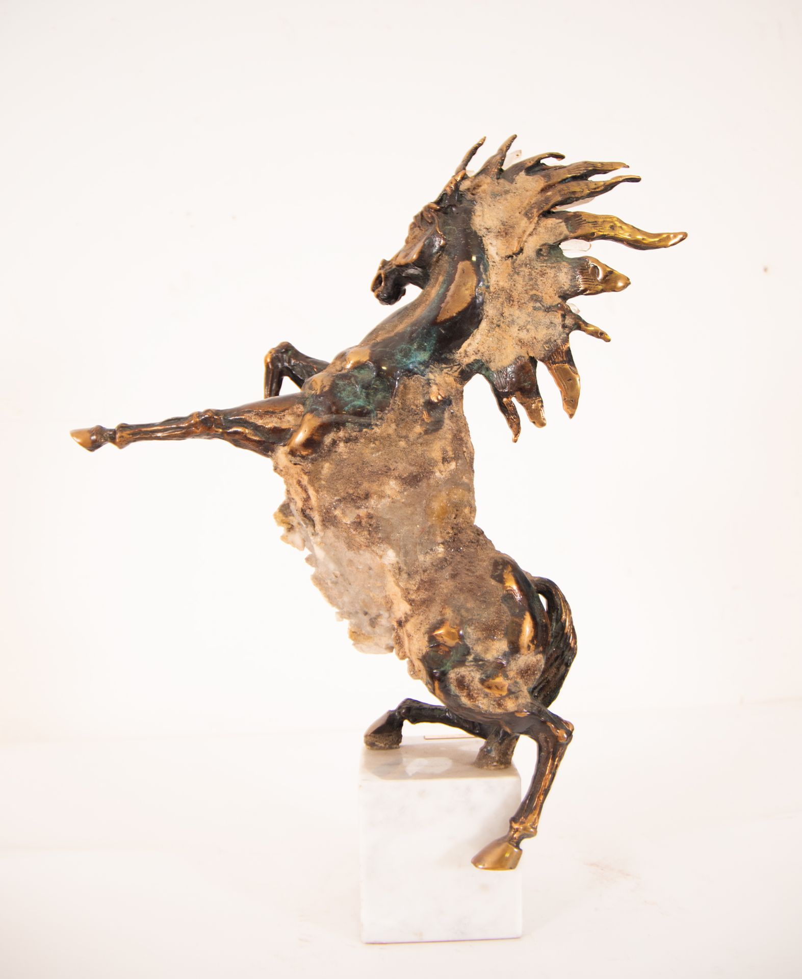 Rampant Horse in Bronze and Rock Crystal, 20th century Spanish school, signed Eduardo Cano, 1984 - Bild 7 aus 7