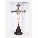 Indo Portuguese Crucifix in Rosewood, Silver and Ivory, 17th century
