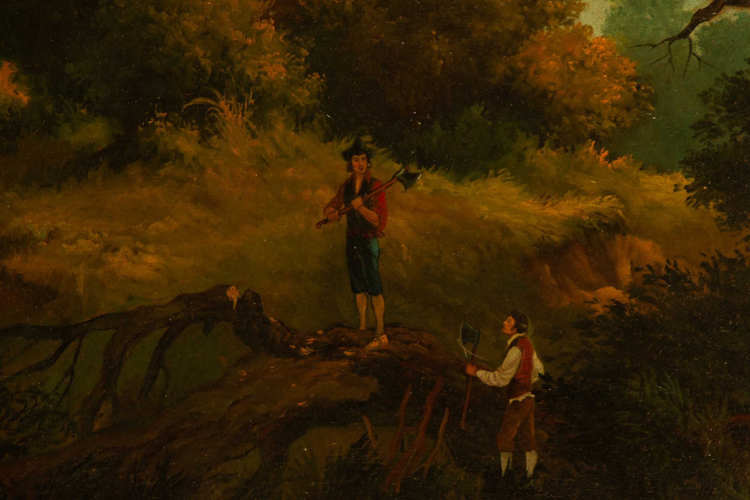 Country Scene with Woodcutters, 19th century Dutch school, following 17th century models - Image 5 of 6