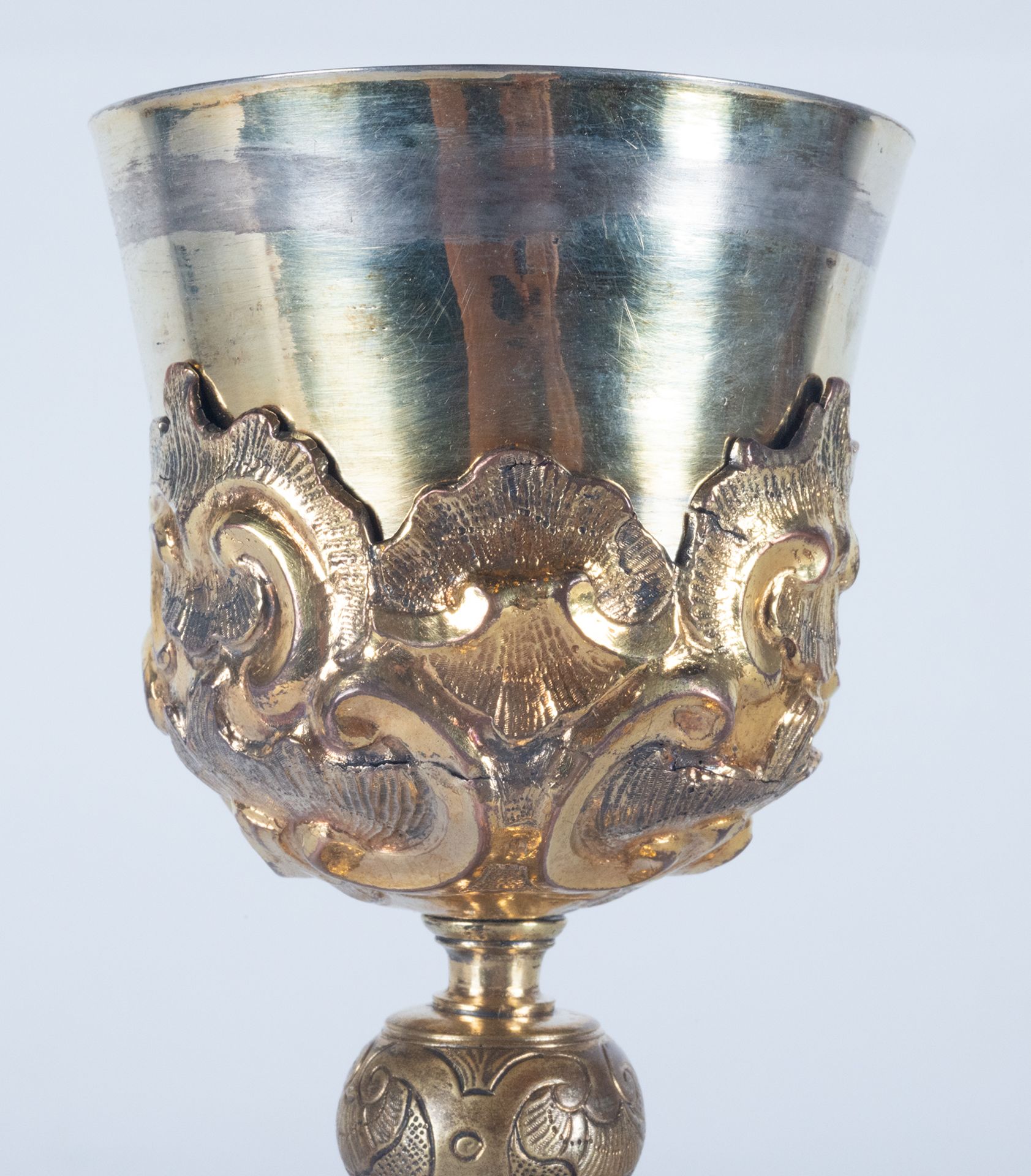 French Baroque Chalice in silver and gilt bronze, Upper cup in silver, France, 18th century - Bild 3 aus 7