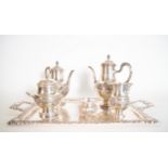 Important Coffee or Tea Set in 925 Sterling Silver in the Neoclassical style, contrasts of Córdoba,