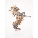 Rampant Horse in Bronze and Rock Crystal, 20th century Spanish school, signed Eduardo Cano, 1984