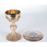 Important Liturgical Chalice in Golden 925 Sterling Silver with Salvilla, marks of Córdoba, peimra h