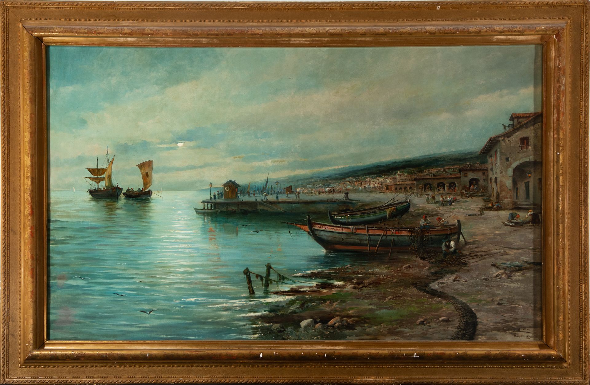 View of Oporto port, Emilio Álvarez Ayón (Valencia 1889 - Barcelona 1972), signed and dated in Portu