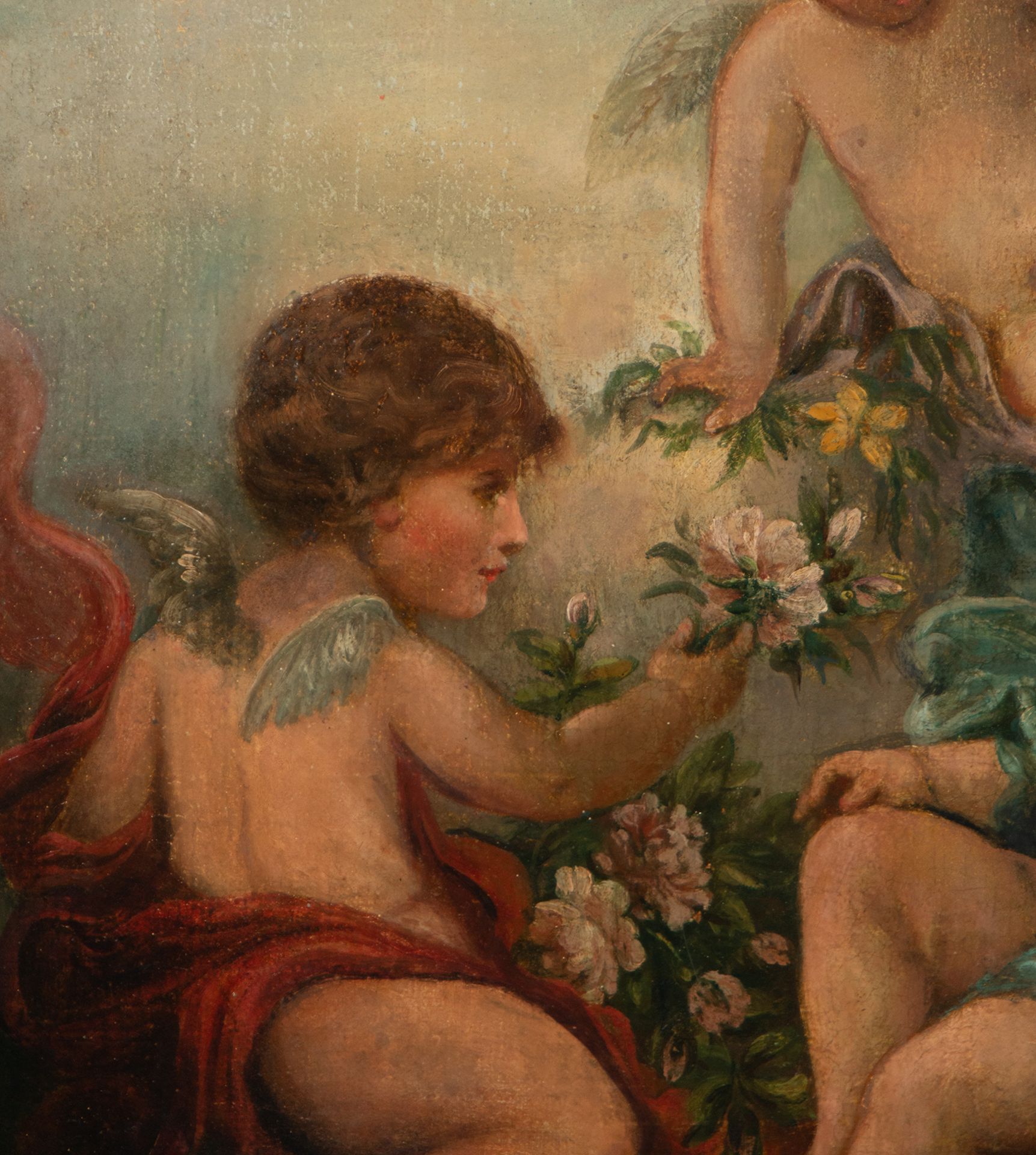 Five Cupids in Garden with Flowers, 19th century English romanticist school - Image 3 of 6