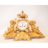 Elegant gilded mercury table clock representing Cupids, French school of the 19th century