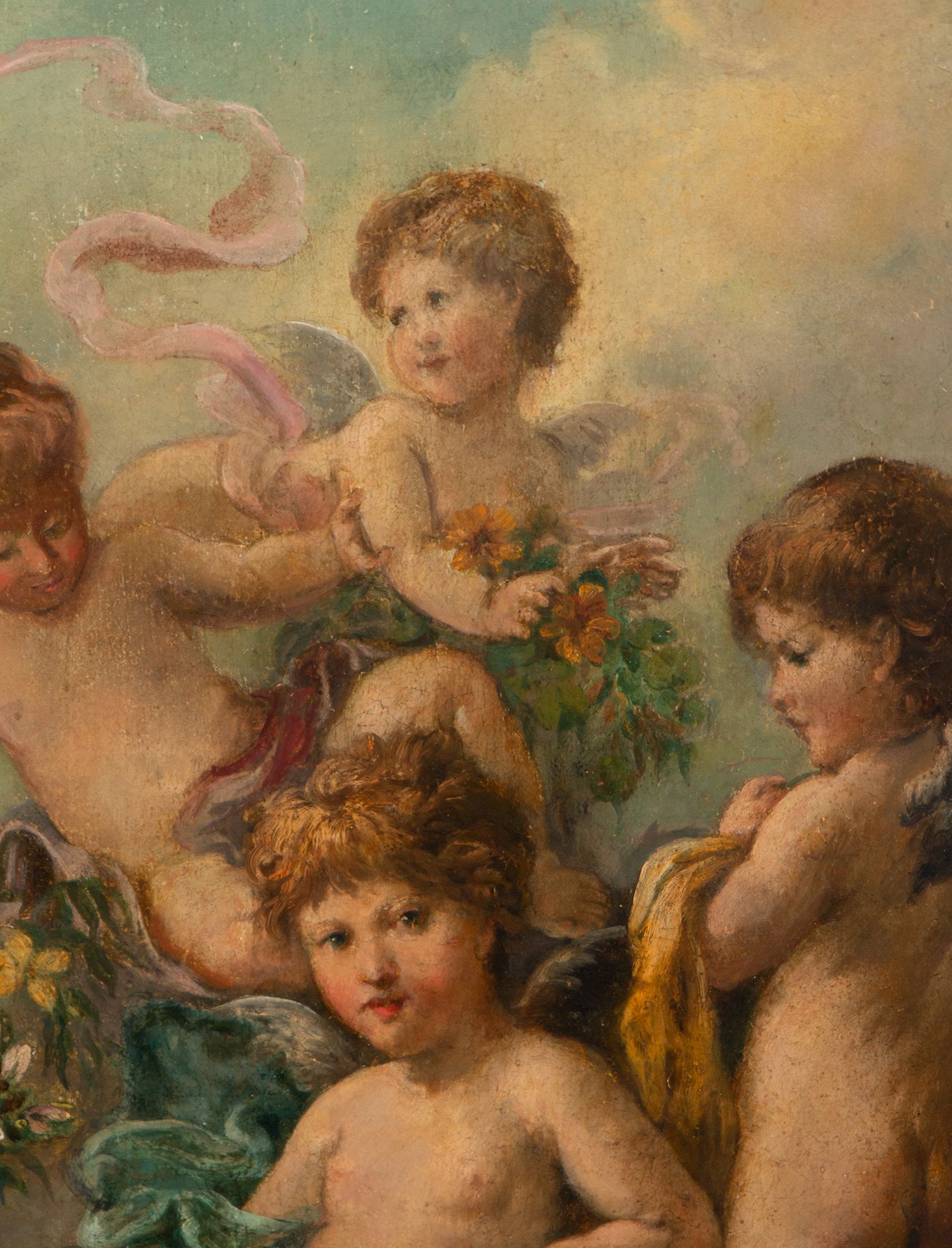Five Cupids in Garden with Flowers, 19th century English romanticist school - Image 5 of 6