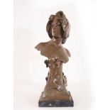 Bust of a Lady in Bronze in Art Nouveau Style, French or Austrian school from the end of the 19th ce