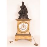 Important Mantel Clock with Philosopher in patinated bronze, gilt bronze and Paris machinery, 19th c